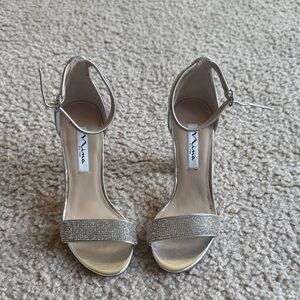 Nina Silver Strappy Heels